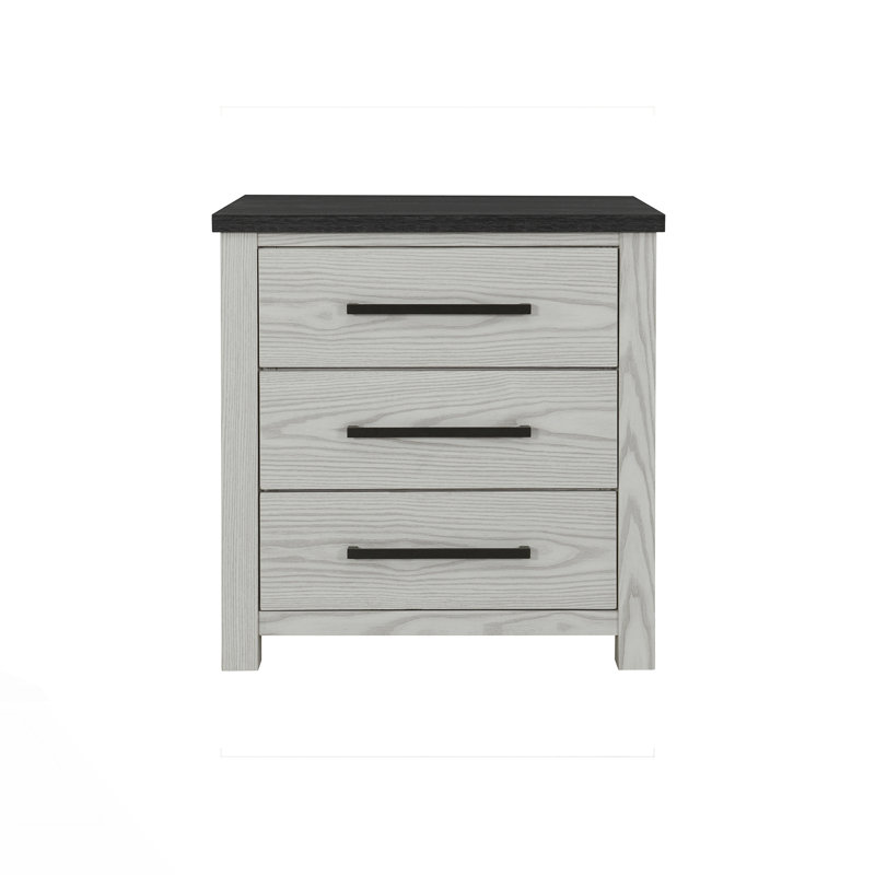 Table de chevet 3 tiroirs avec pieds de style bloc