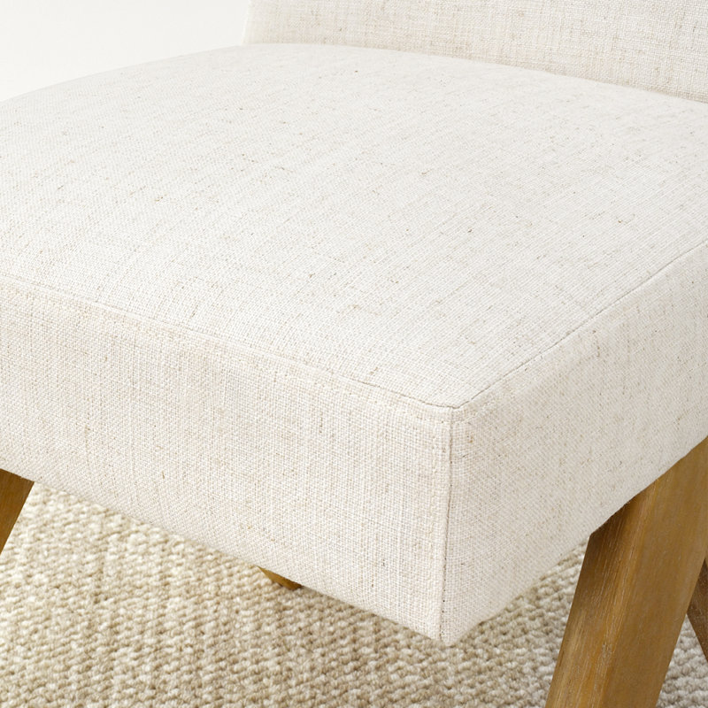Chaise rembourrée en bois massif H 34 po Chassidi, Crème, crème