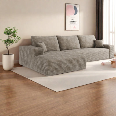 Canapé modulaire à compression, forme de L en velours côtelé moderne pour la maison