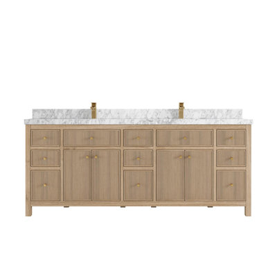 Teck Sonoma X P 22 po D Meuble-lavabo double en gris clair délavé avec 2 po Marbre de Carrare