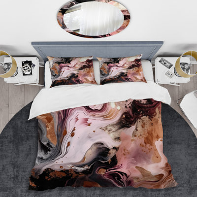 Ensemble de housse de couette en microfibre / polyester rose et noir