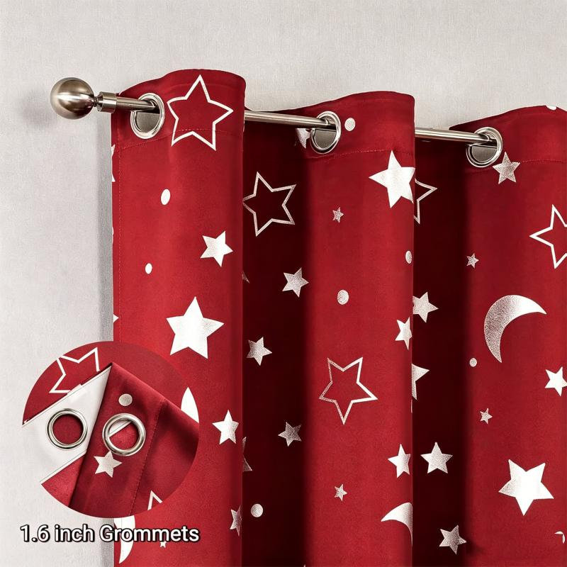 2‑Pack Star Moon Blackout Curtains, 52"W x 96"L (Pack of 2)