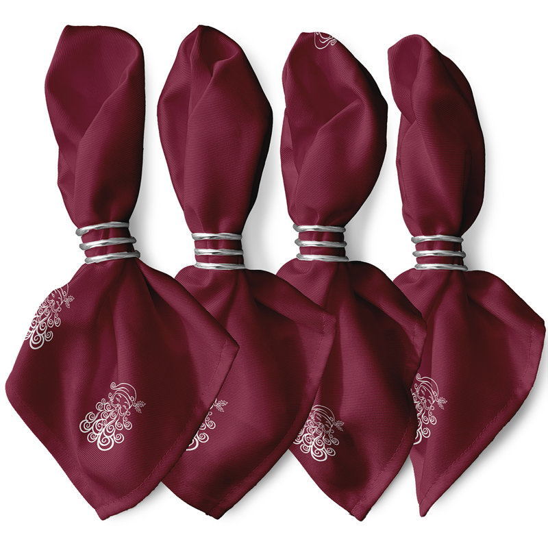 Ensemble de serviettes 4 pièces Santa Baby, L 18 po x L 18 po, Canneberge/bourgogne
