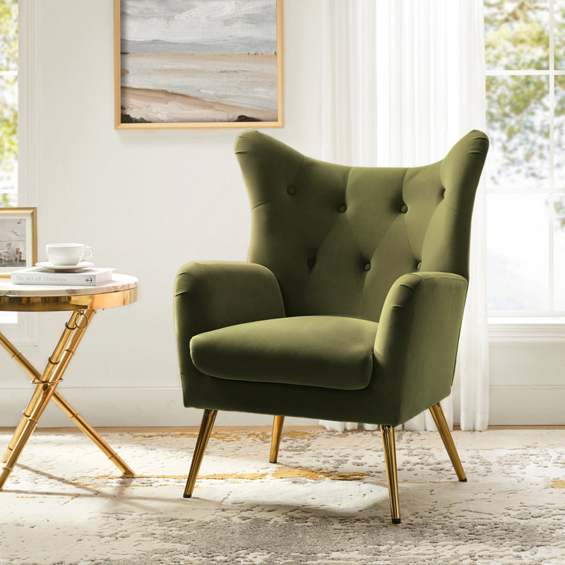 Fauteuil à oreilles 29,25 po Avianna, Moss Velvet