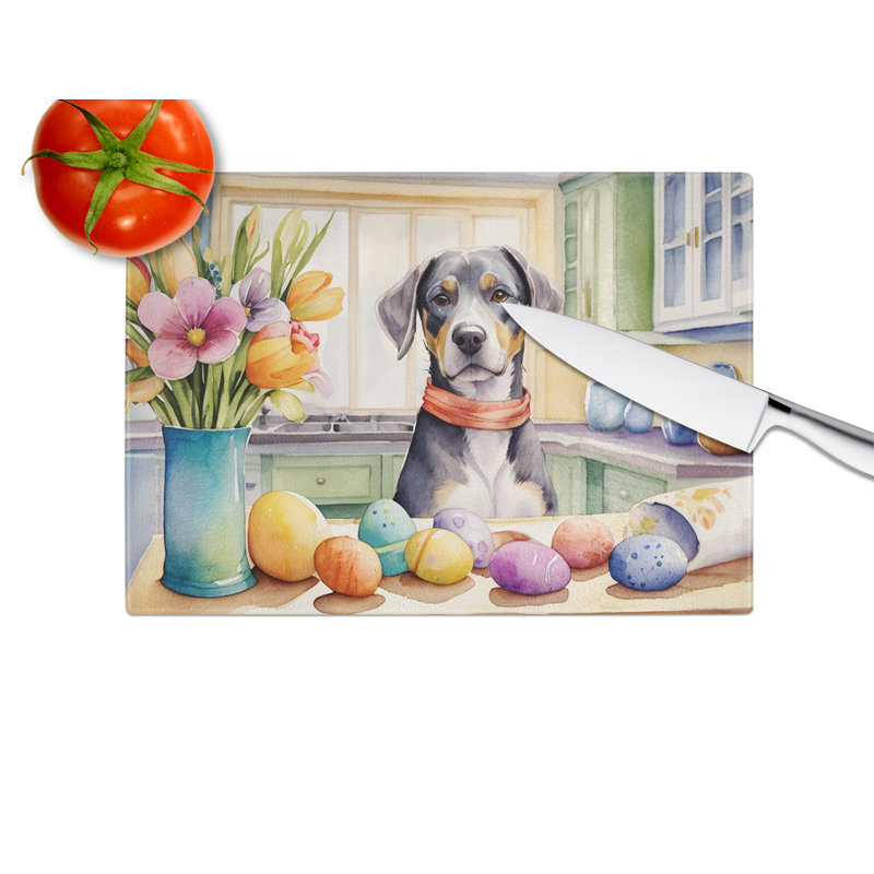 Decorating Easter Catahoula Glass Cutting Board