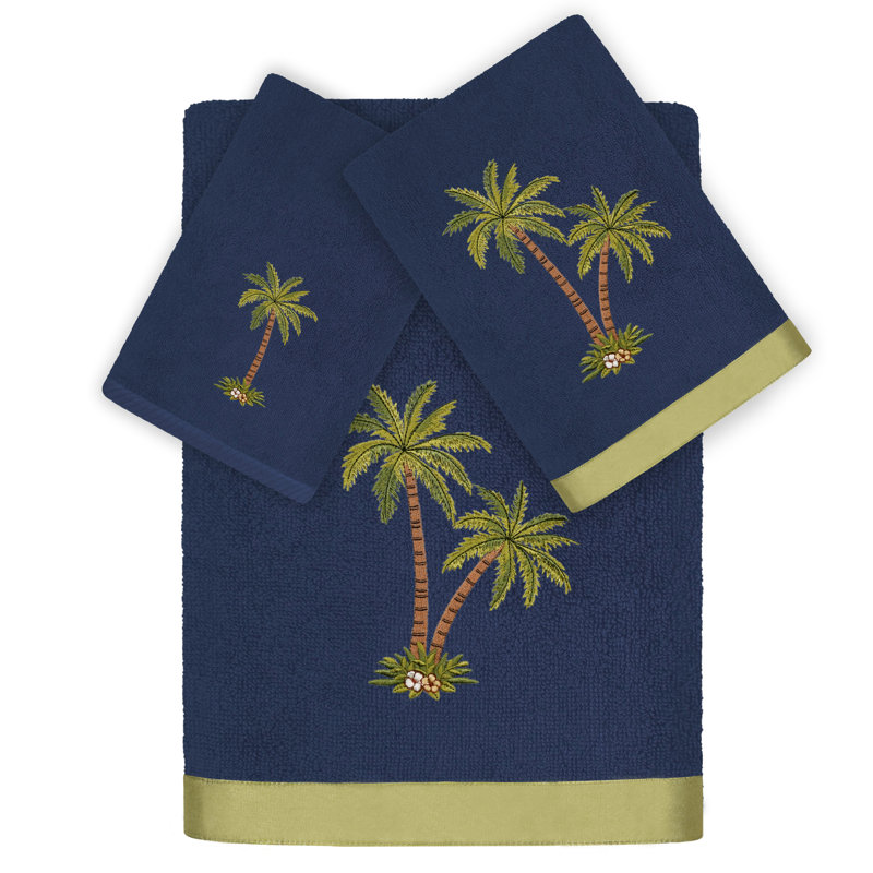 Anastasika 3 Piece Turkish Cotton Towel Set, Marine