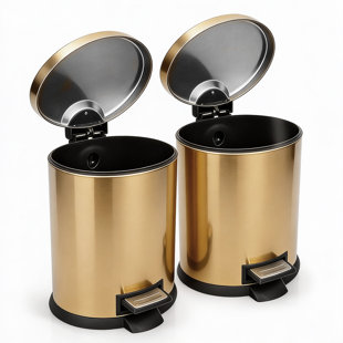 Ensemble de poubelles ovales en acier inoxydable 2 pièces 2 pièces - Système de poubelle double élégant pour le tri des déchets de cuisine et de salle de bain | Conception résistante aux odeurs et facile à nettoyer