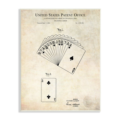 " Vintage Playing Cards Patent Diagram Blueprint Text " by Karl Hronek