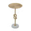 Table d'appoint dorée avec motif de nœuds de corde et base en marbre blanc