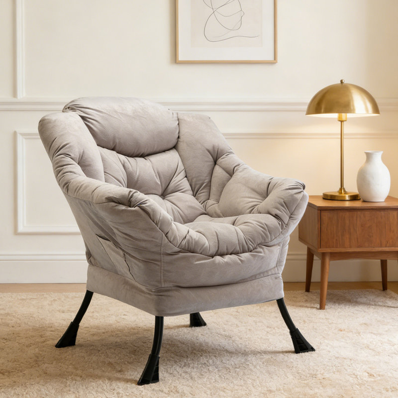 Arrowpoint Velvet Armchair, Grey