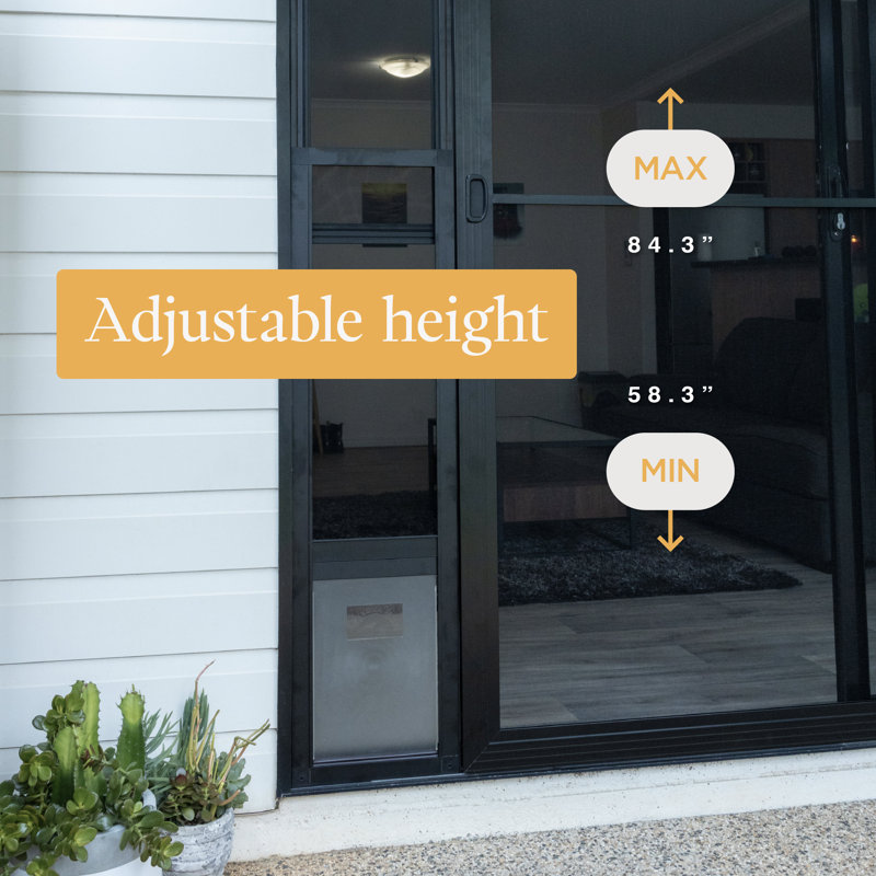 Medium Black Aluminum Sliding Door Pet Insert for Dogs and Cats