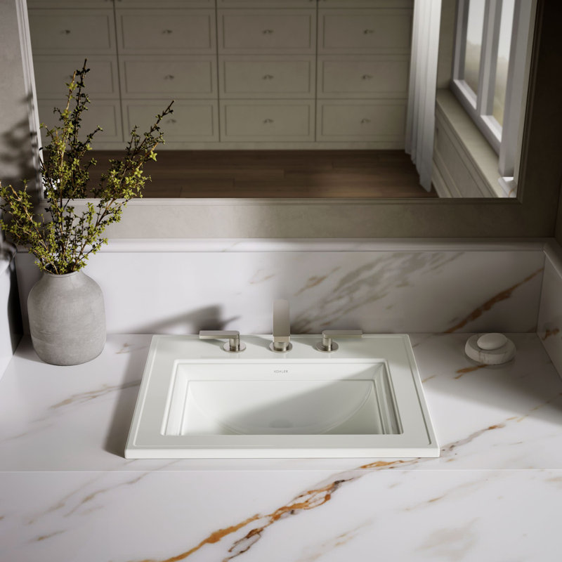 Memoirs Stately Drop-in Bathroom Sink, Dune, 8" Centers