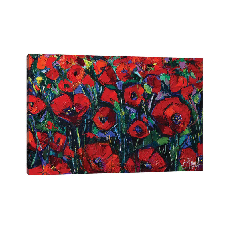 Poppies Symphony 1 Piece Wrapped Canvas Painting, 20.32 cm H x 30.48 cm W