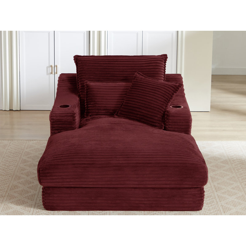 Chaise longue rembourrée avec 2 coussins - aucun assemblage requis, Rouge