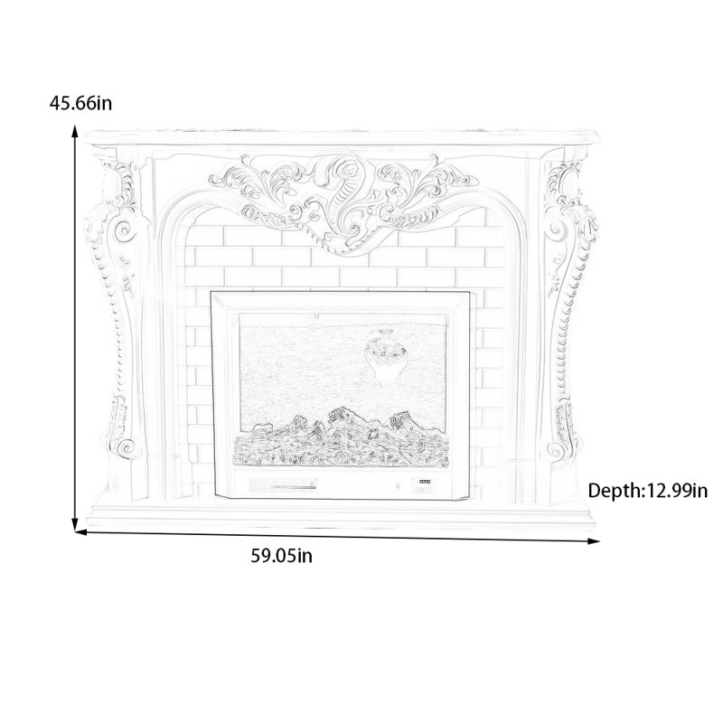 Foyer sculpté tridimensionnel moderne et rétro, H 45,66 po x l 59,05 po x P 12,99 po, Blanc