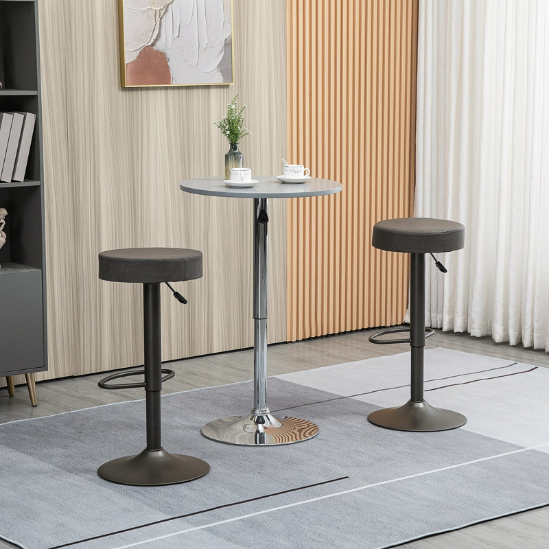 Modern Adjustable Bar Stools Set of 2, Swivel Barstools, Dark Grey