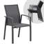 4 chaises grises, en aluminium, empilables, respirantes, sans installation, pour recevoir près de la piscine entièrement assemblées, sièges respirants, petits patios