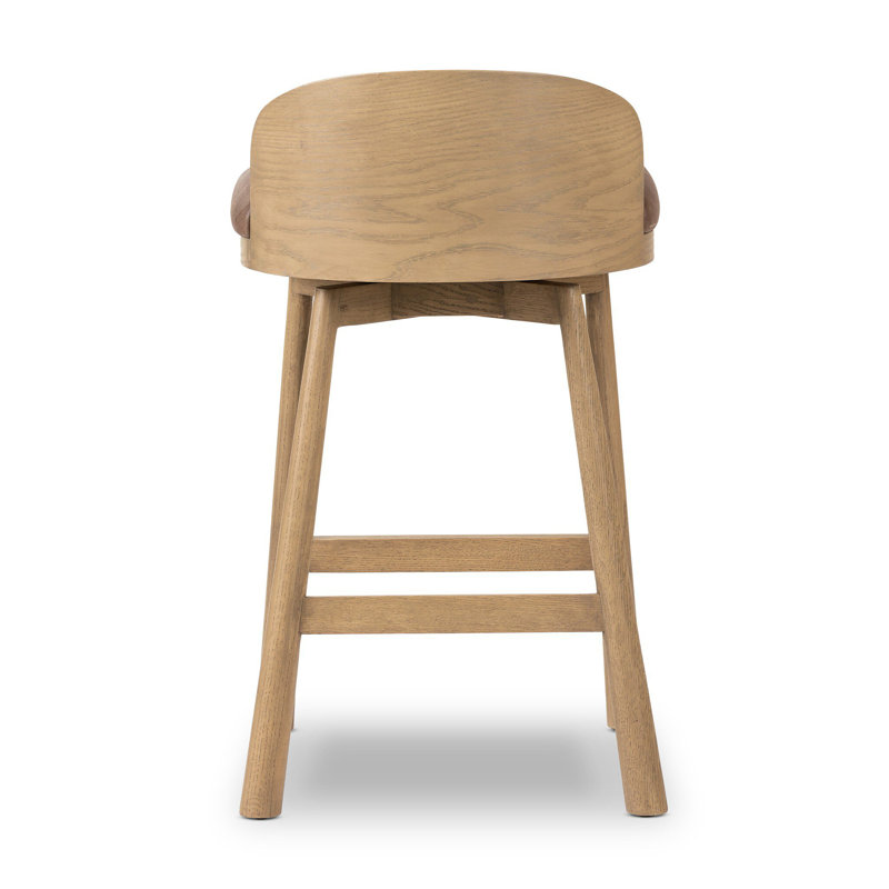 Cloris Swivel Stool-Altair Sienna-Counter & Bar, Blonde Oak, Palermo Cigar Genuine Leather