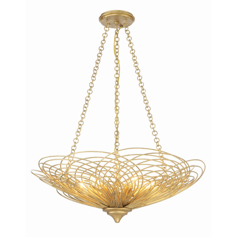 Lustre en forme de globe 6 lumières à intensité variable Ethin, Or renaissance