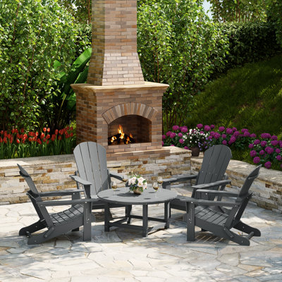 Laguna Outdoor 5-Piece Adirondack Chair With Round Coffee Table Conversation Set