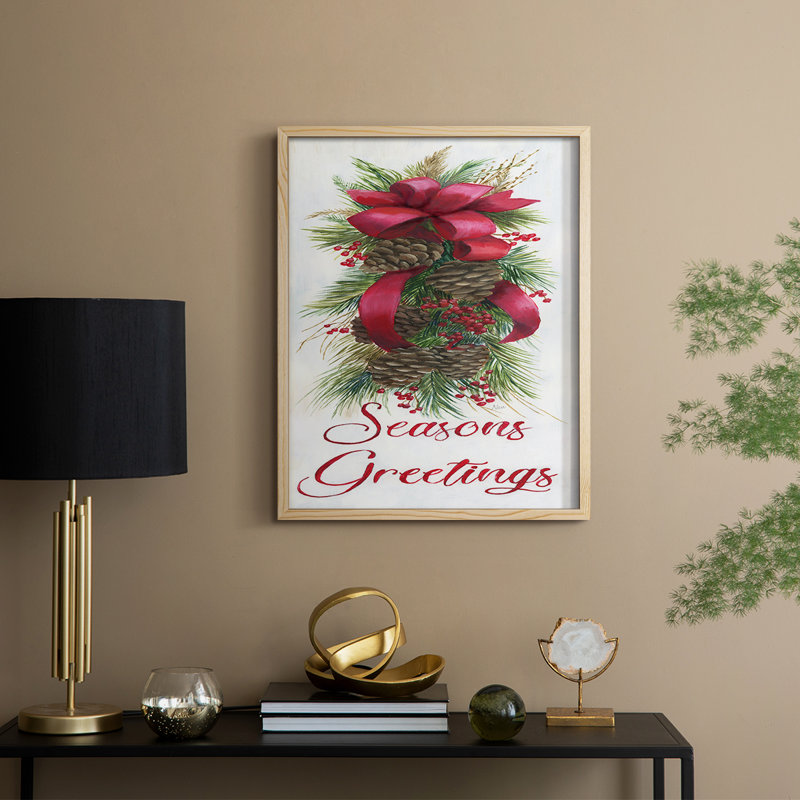 Seasons Greetings, reproduction encadrée - bois massif, Naturel, H 21 po x l 17 po