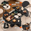 Table de salle à manger extensible 43,3 "à 59" ronde à ovale avec tablette de rangement-427899686