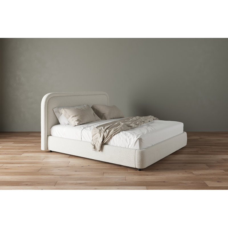 Crowder Premium Upholstered Crowder Bed with Headboard, Performance Fabric,, Queen, Boucle