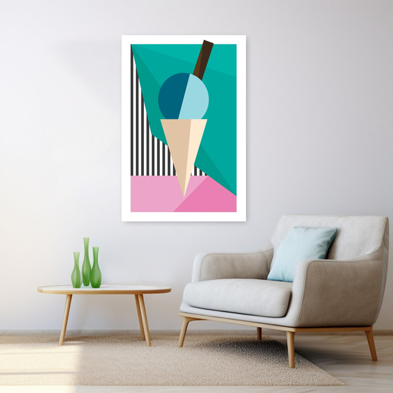 Art mural abstrait géométrique rétro, H 48 po x l 32 po