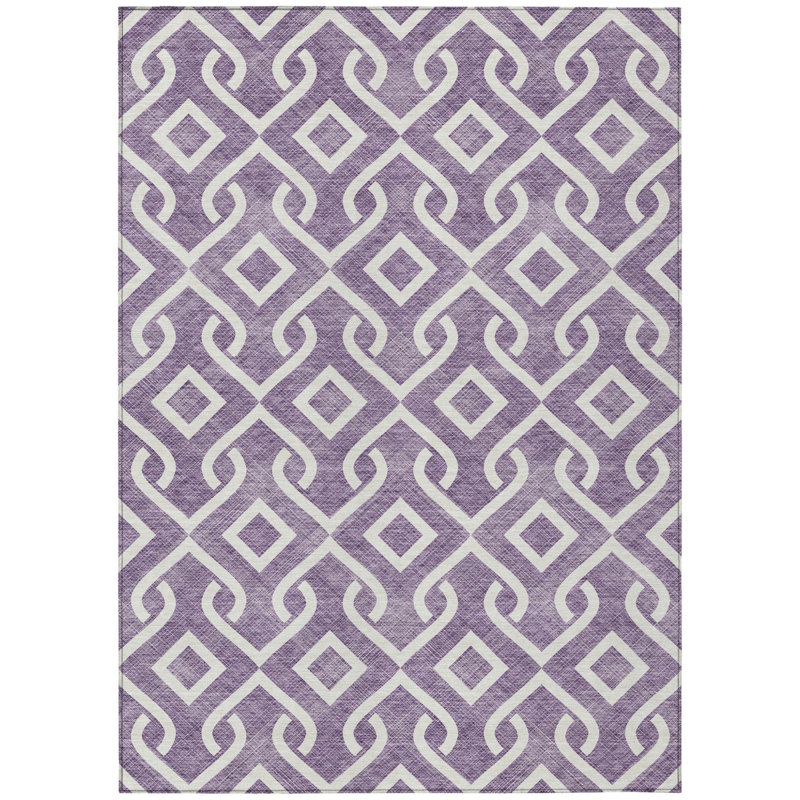 Tapis intérieur / extérieur lavable mauve et ivoire 9 pi x 12 pi