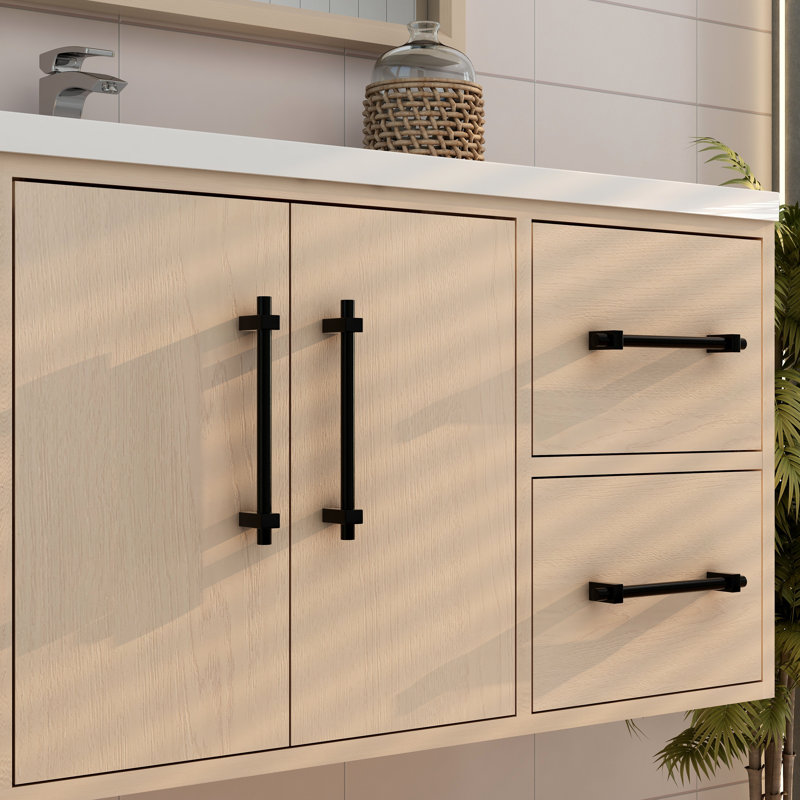 Meuble-lavabo mural 48 po avec lavabo en acrylique renforcé Victoria, Chêne jaune