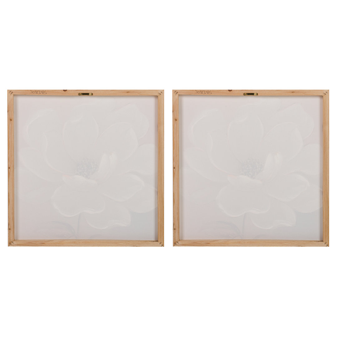 Flowers 40% Hand Painted Set 2 Canvas 60X3X60 Cm - 2 Piece Wrapped Canvas Print Set