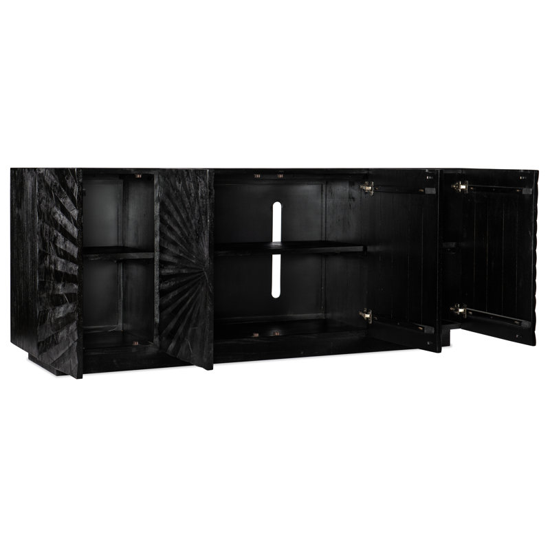Black Solid Wood 78'' Media Console with Cabinet