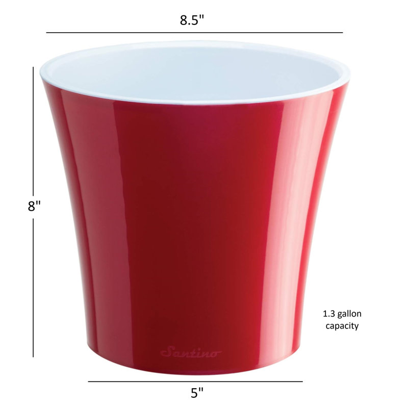 Nupur Pot Planter, 8" H x 8.5" W x 8.5" D, Red/White