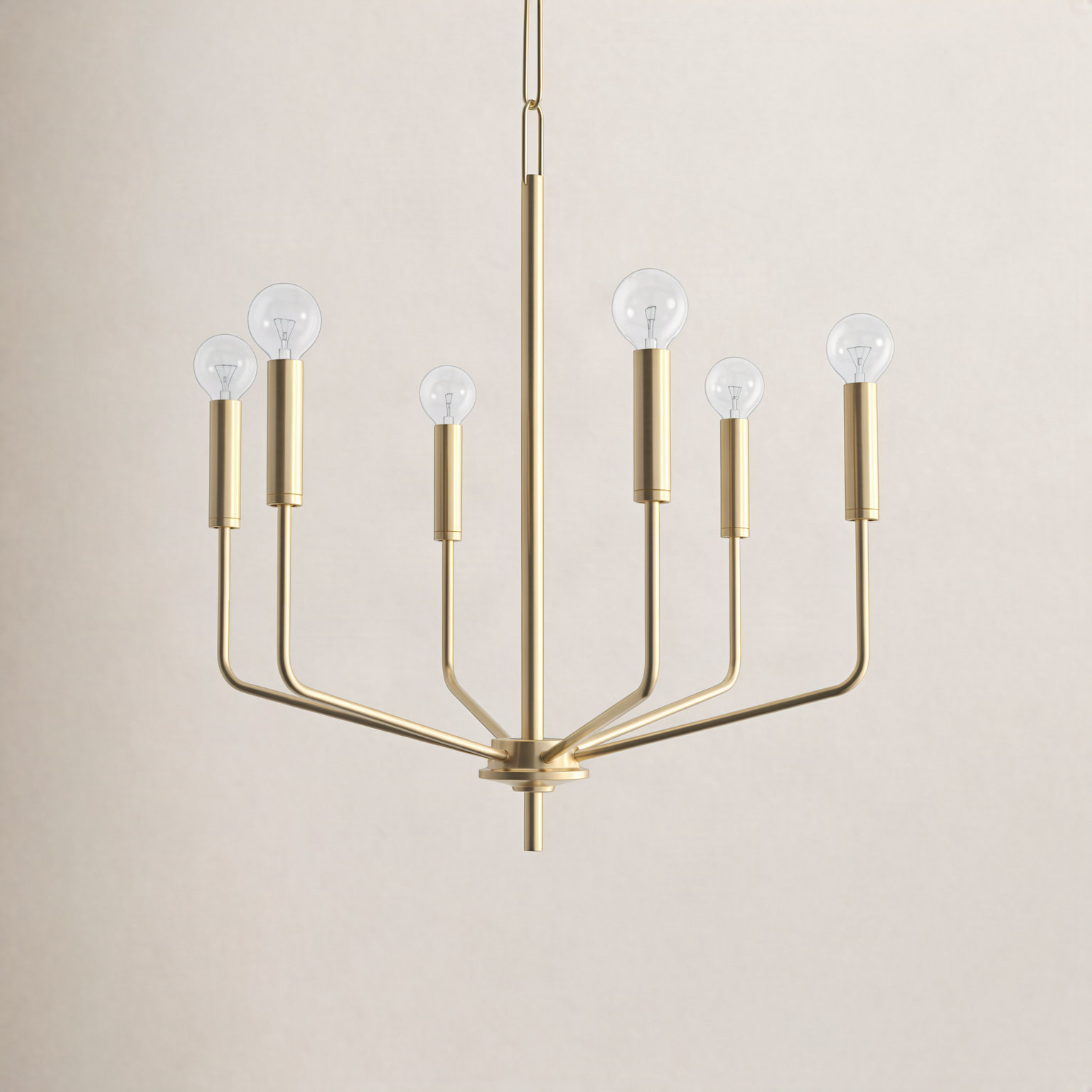 6-Light Chandelier, Aged Brass