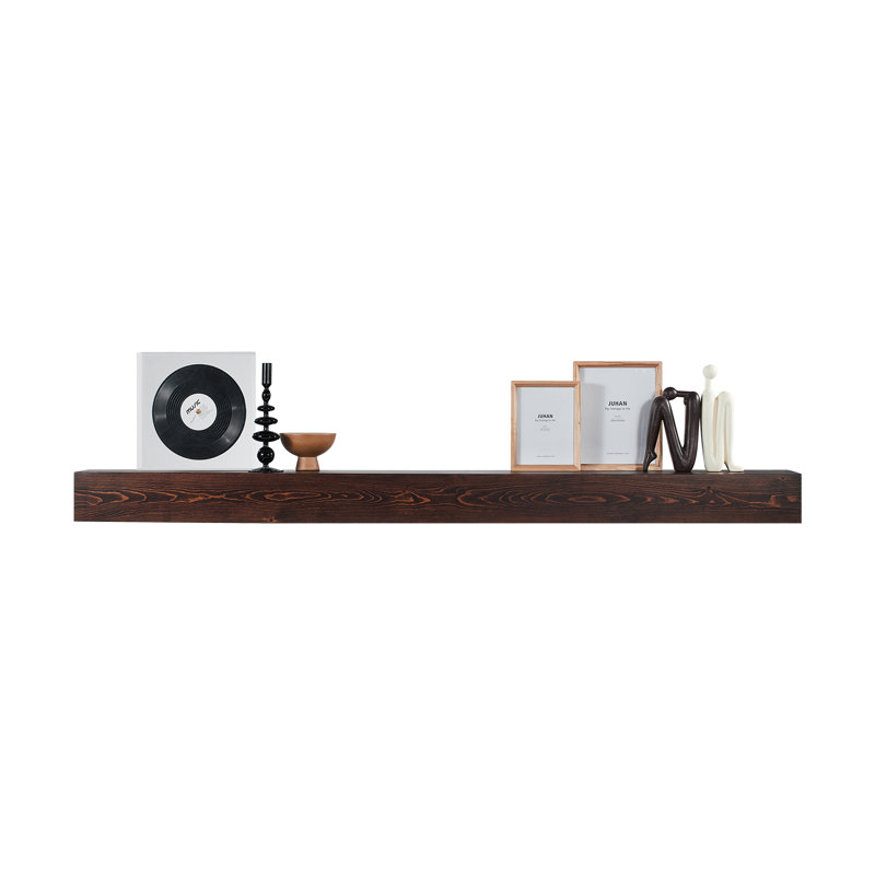 Ebern Designs 72" Floating Fireplace Mantel, Marron foncé