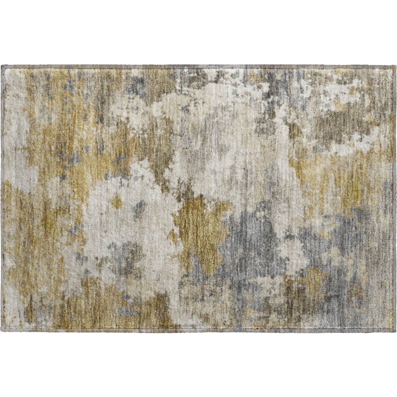 Premium Machine Washable Mayfield AMF2144 abstract Rug, 1'8" x 2'6", Brown