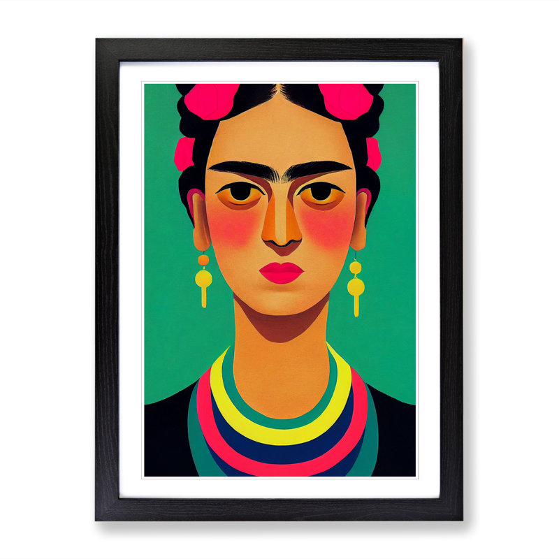 Frida Kahlo Minimalism - Wall Art, Black Framed Paper, 34cm H x 25cm W x 2cm D, White