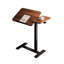 Table de chevet à hauteur ajustable avec roulettes Support mobile pour ordinateur portable en noyer