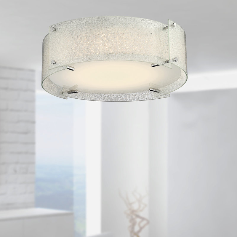 Aires Glass LED Flush Mount, 6" H x 17" W x 17" D