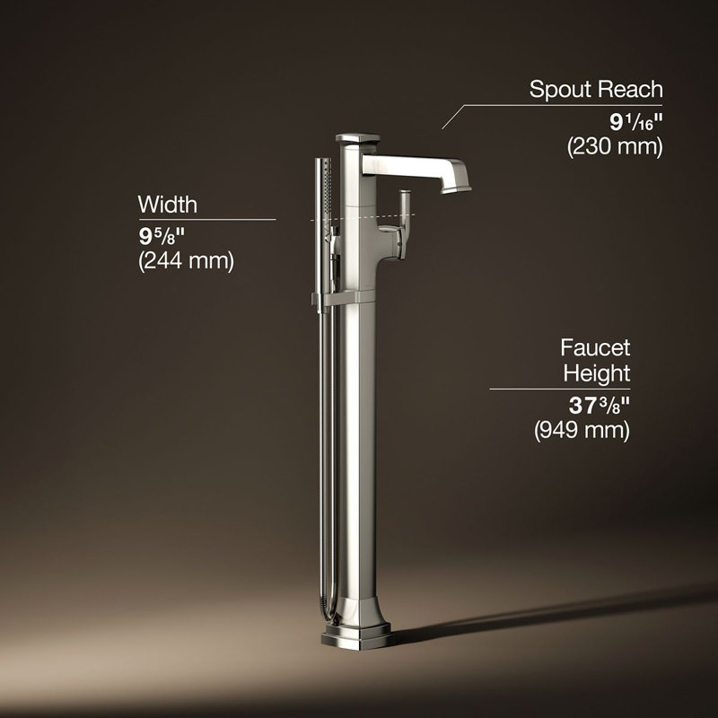 Riff Floor-Mount Bath Filler Trim, Vibrant Polished Nickel