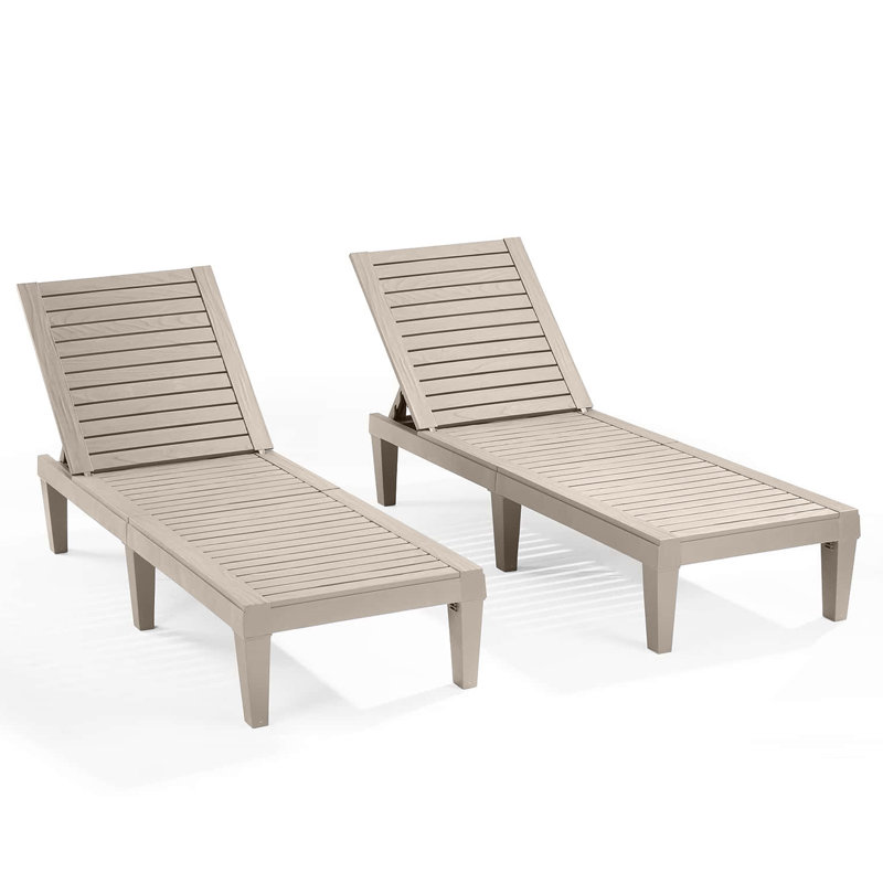 Nestl Waterproof, Lightweight, and Adjustable Outdoor Polyresin Chaise Lounge Chair Set, Sandy Taupe, 2
