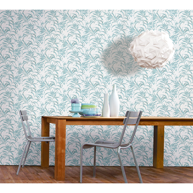 Rouleau de papier peint l 33 pi x l 20,5 po leaf Oma, Bleu