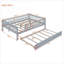 Lit de jour plateforme en bois massif brun simple avec lit gigogne escamotable et garde-corps-129232291-129232292