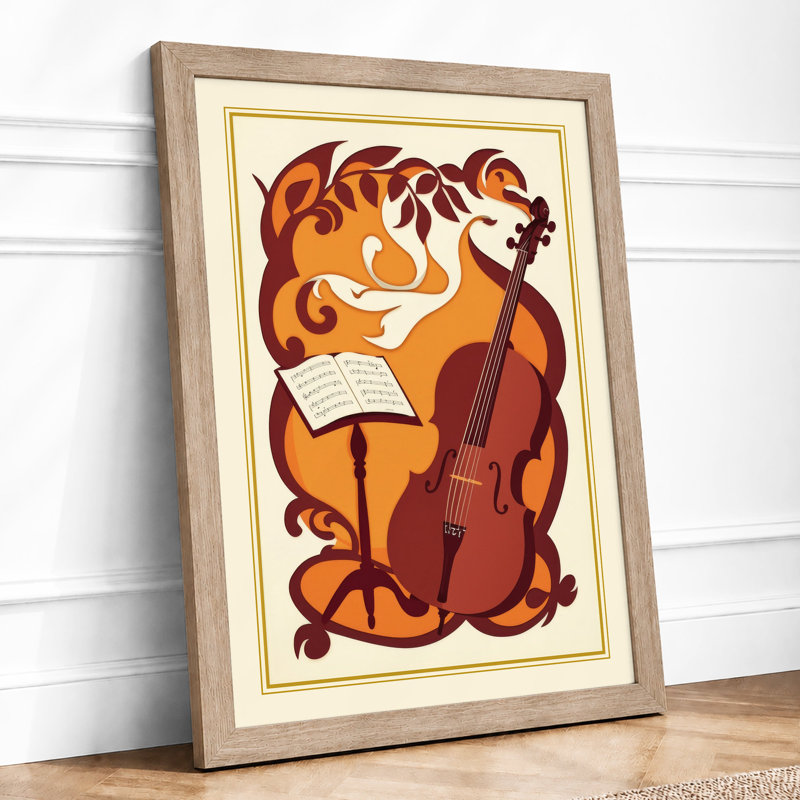 Cello And Nature Art Deco - Print, A2 - 59.4 x 42.0 cm, Oak