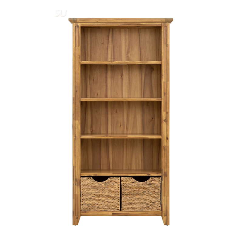 Bibliothèque en bois multi-tablettes avec esthétique naturelle, parfaite pour la présentation et le rangement dans n'importe quelle pièce
