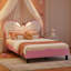 Girls Princess Velvet Bed Frame with Butterfly Headboard, Reading Lights-601469208-601469212