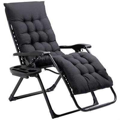 Zero Gravity Chair, Folding Reclining Lounge Chair With Padded Cushion, Side Tray