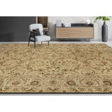 Hand Knotted Wool Oriental Area Rug in Beige