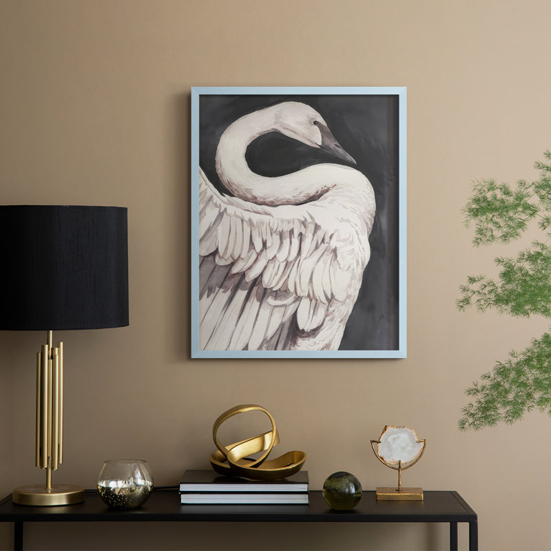 Swan Dance I, reproduction encadrée - bois massif, 11" H x 9" W, Bleu