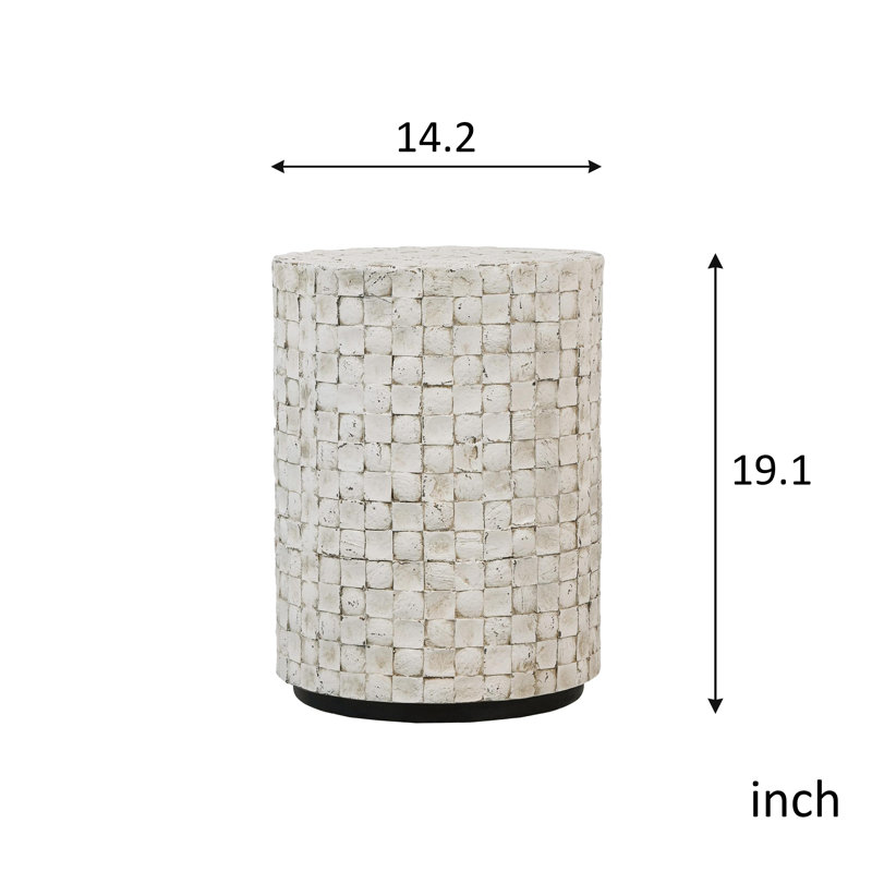 Cicenia End Table, 19.1" H x 14.2" W x 14.2" D, White Top/Black Base